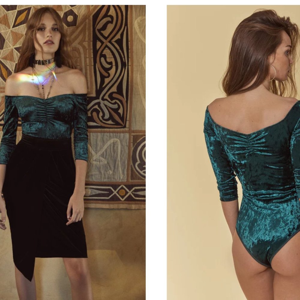 Bisou Bisou Bodysuit Crushed Velvet XS